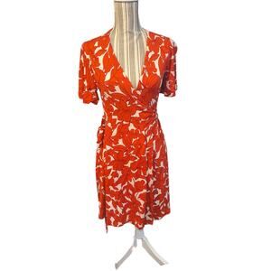 Ann Taylor Wrap Floral red dress Size 2